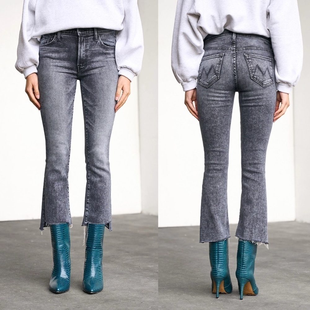 MOTHER- The Insider Crop Step Fray in Train Stops Gray Jeans Size 26 Ankle Crop
